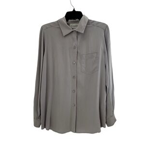 Vtg Nygard Collection Womens 100% Silk Button‎ Up Shirt S Lavender L/S Old Money